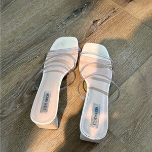 Steve Madden Cream Heels with Modern Square Toe